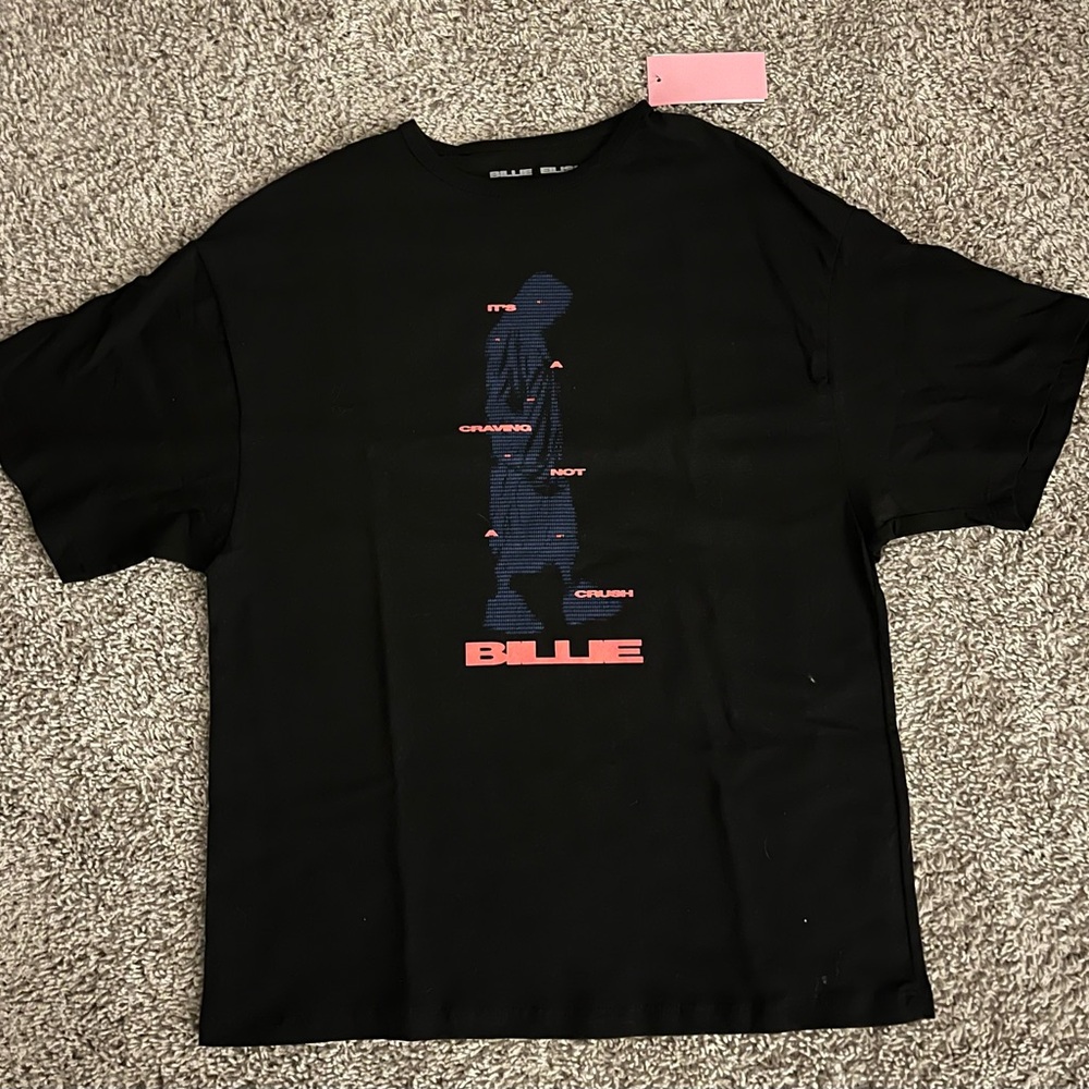Black Graphic Tee with Blue and Red Design